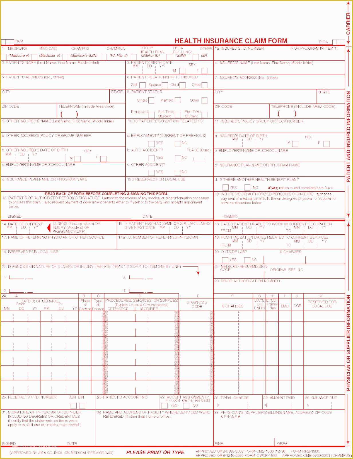 Free Health Insurance Claim form 1500 Template Of Claim form Claim form A