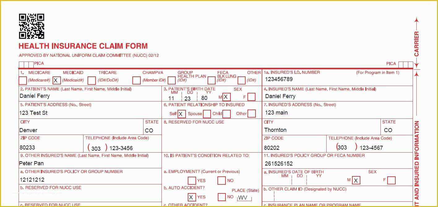 Free Health Insurance Claim form 1500 Template Of Claim form Claim form Pdf