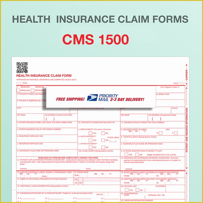 Free Health Insurance Claim form 1500 Template Of Cms 1500 form Template Alfonsovacca