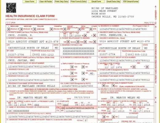 Free Health Insurance Claim form 1500 Template Of Cms 1500 form Template Cms 1500 Health Insurance Paper