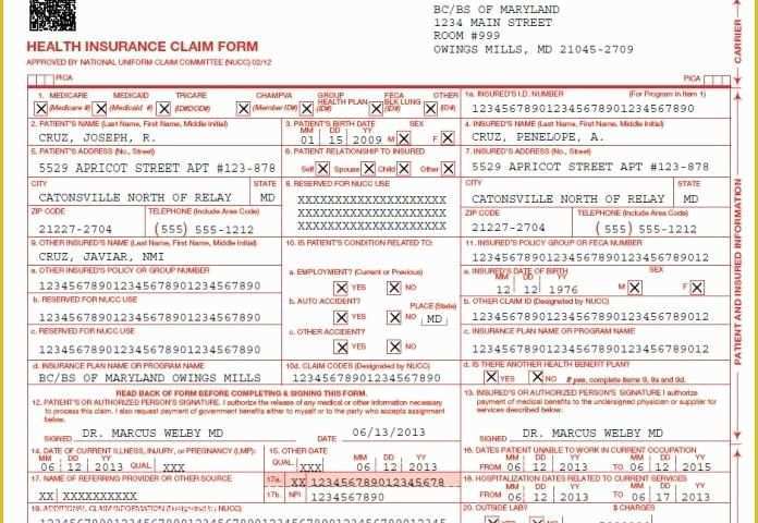 Free Health Insurance Claim form 1500 Template Of Cms 1500 form Template Cms 1500 Health Insurance Paper