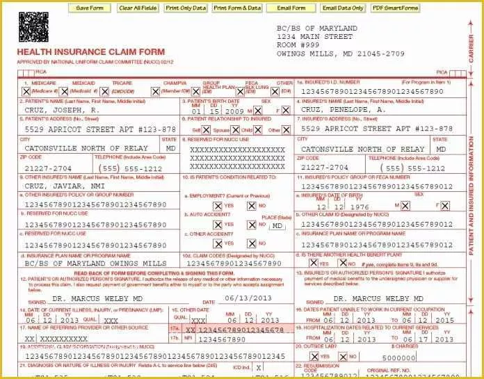 Free Health Insurance Claim form 1500 Template Of Cms 1500 form Template Cms 1500 Health Insurance Paper