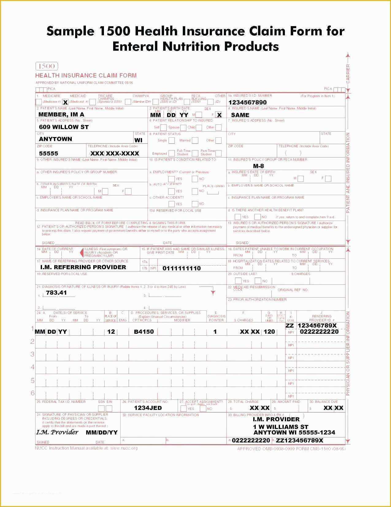 Free Health Insurance Claim form 1500 Template Of form 1500 – Campuscareer