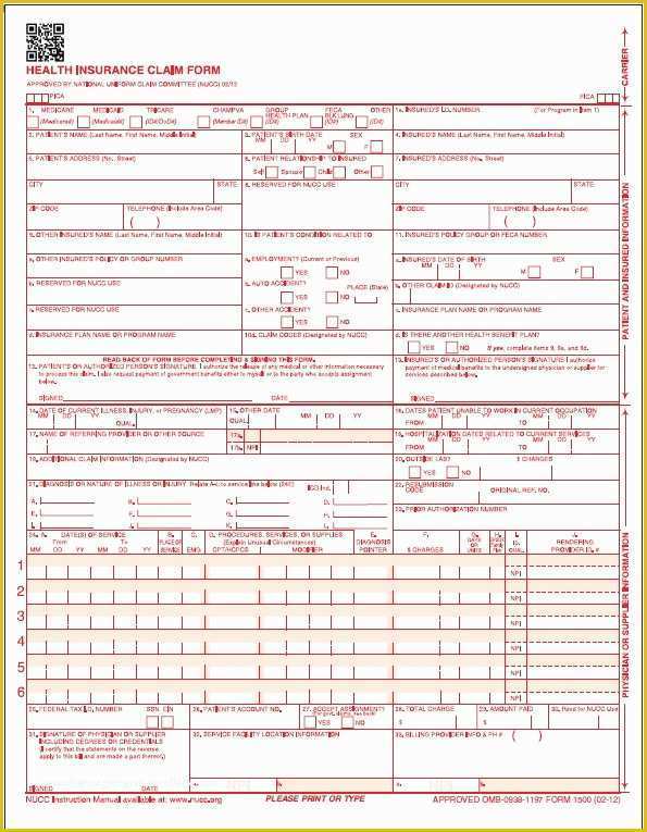 Free Health Insurance Claim Form 1500 Template Of Free Claim Form