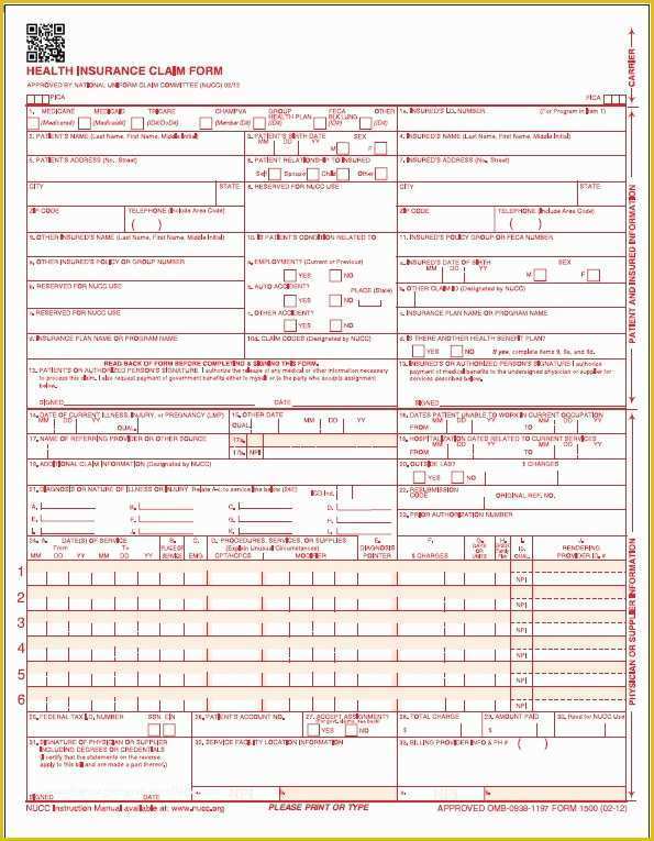 Free Health Insurance Claim form 1500 Template Of Free Download Cms 1500 Claim form Kartpriority