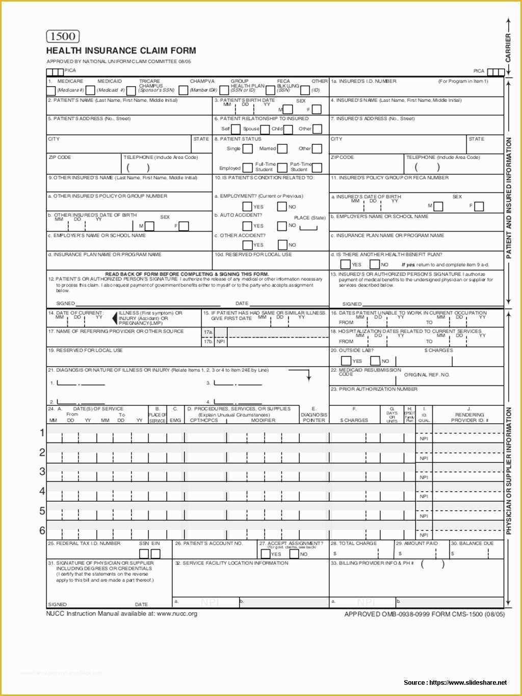 Free Health Insurance Claim form 1500 Template Of Health Insurance Claim form 1500 Pdf form Resume