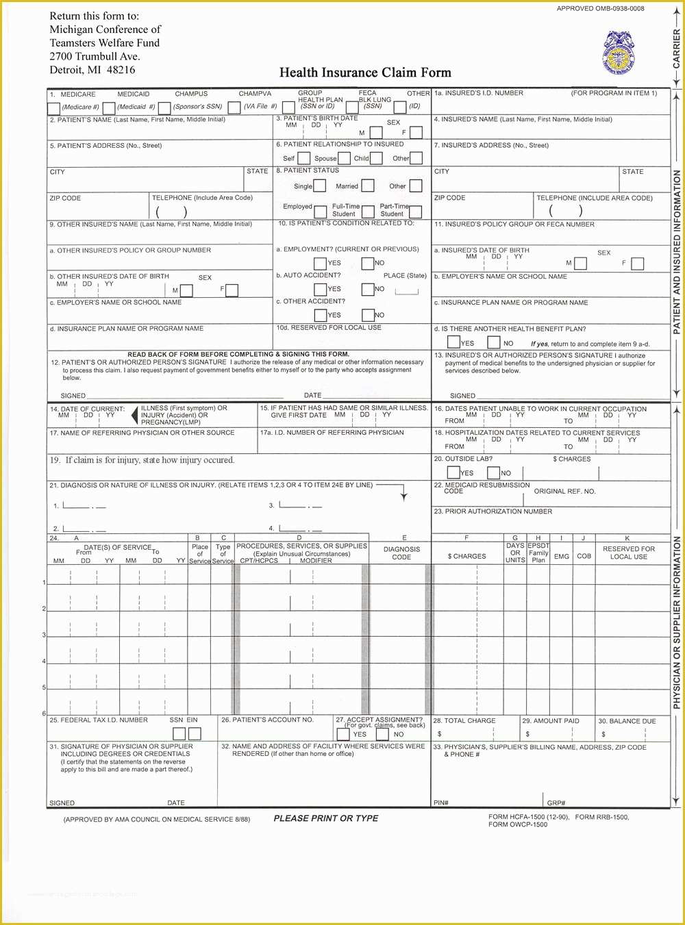 Free Health Insurance Claim form 1500 Template Of Health Insurance Claim form Pdf