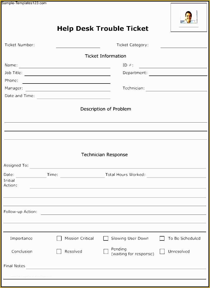 Free Help Desk Trouble Ticket Template Of Help Desk Trouble Ticket Template