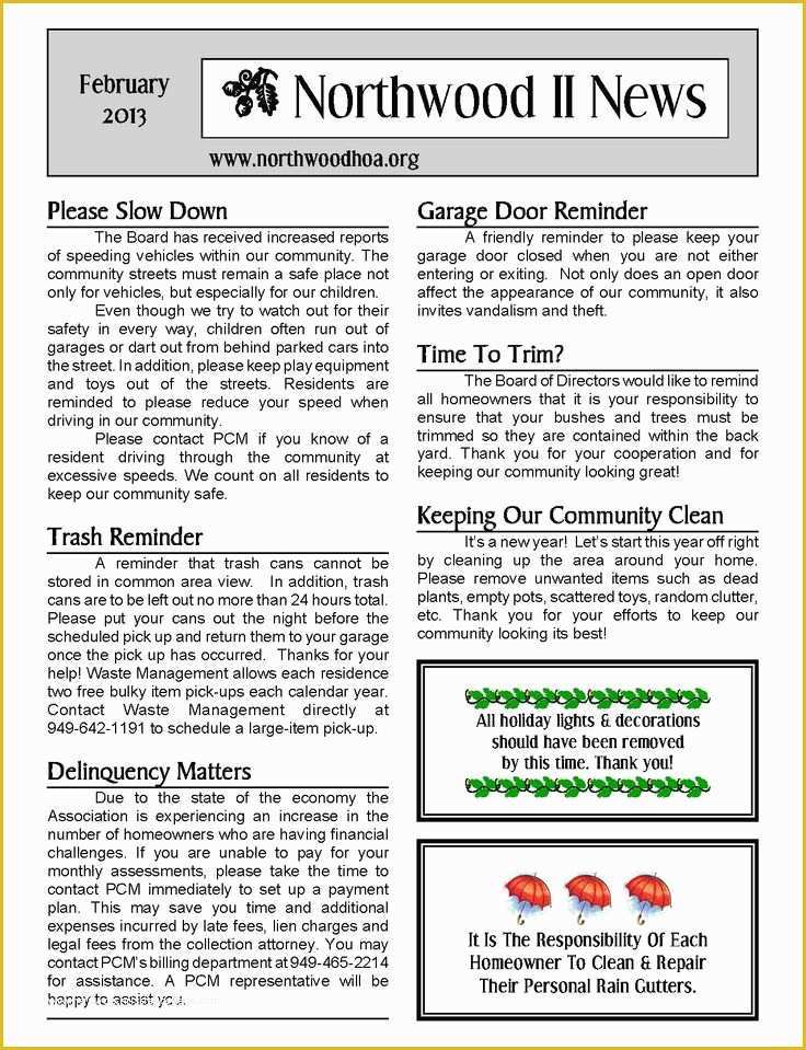 Free Hoa Newsletter Templates Of 6 Elements Of A Great Email Newsletter