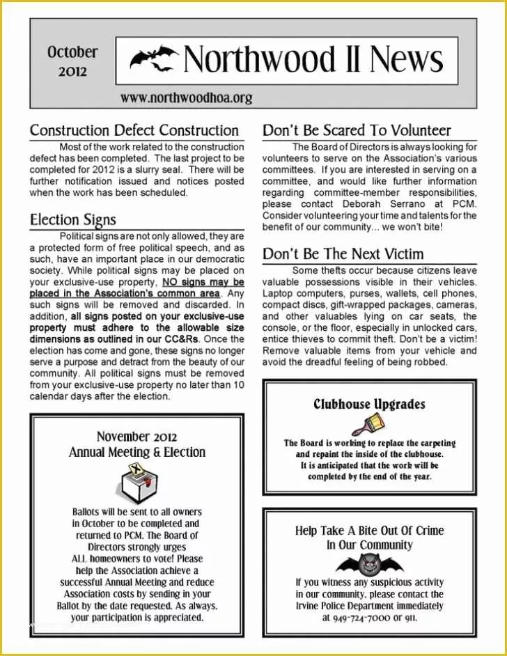 Free Hoa Newsletter Templates Of Hoa Newsletter Ideas Studiojpilates
