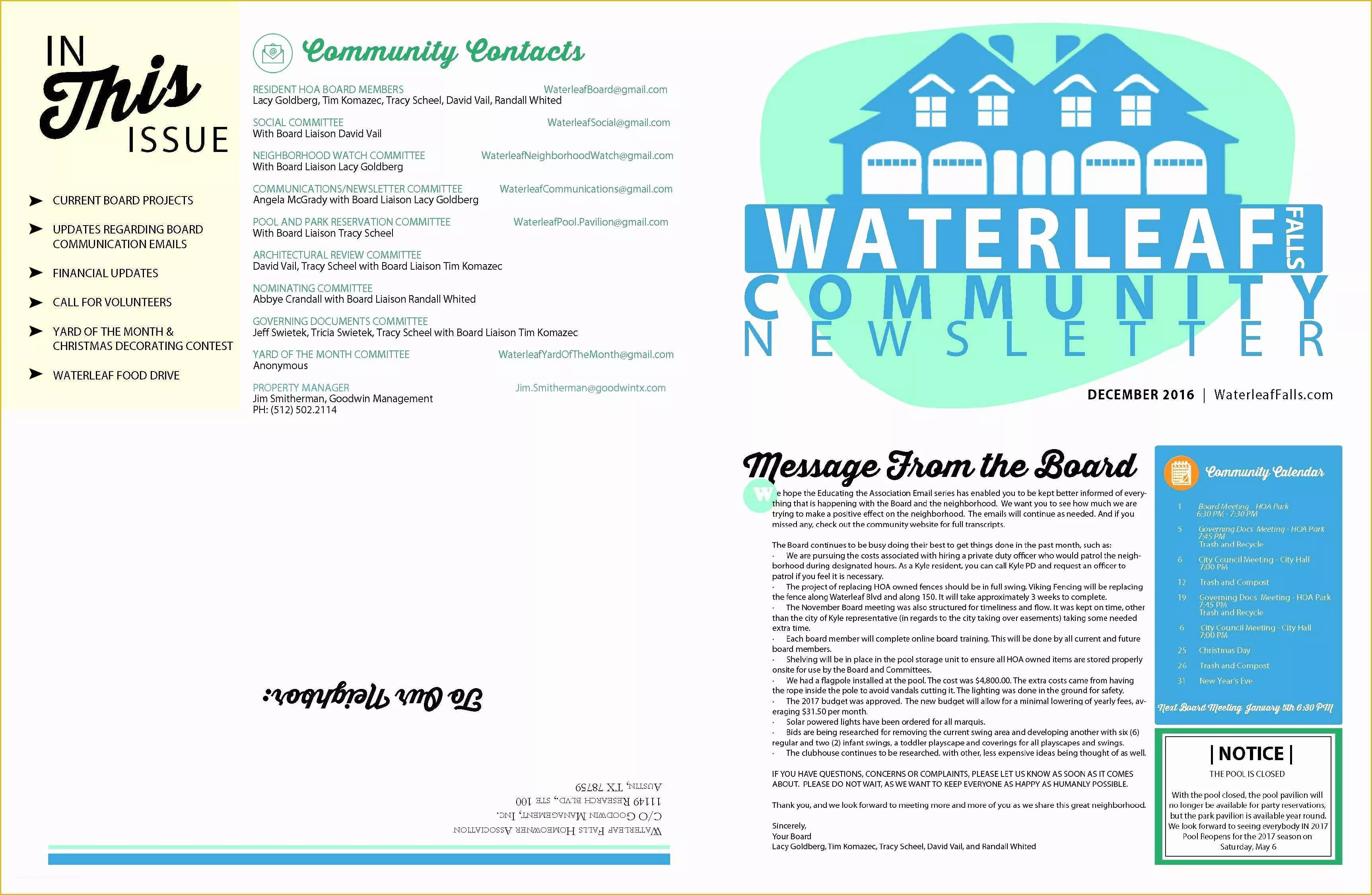 Free Hoa Newsletter Templates Of Homeowners association Newsletter Template Epp Acpfo