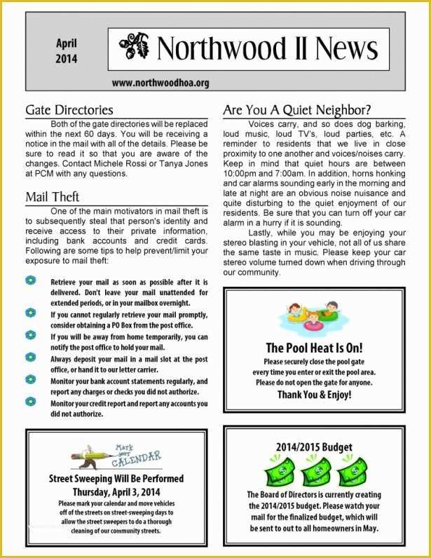 Free Hoa Newsletter Templates Of Sample Hoa Newsletters
