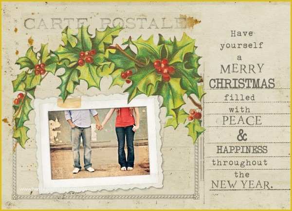 Free Holiday Card Templates Of Free Vintage Holiday Card Template