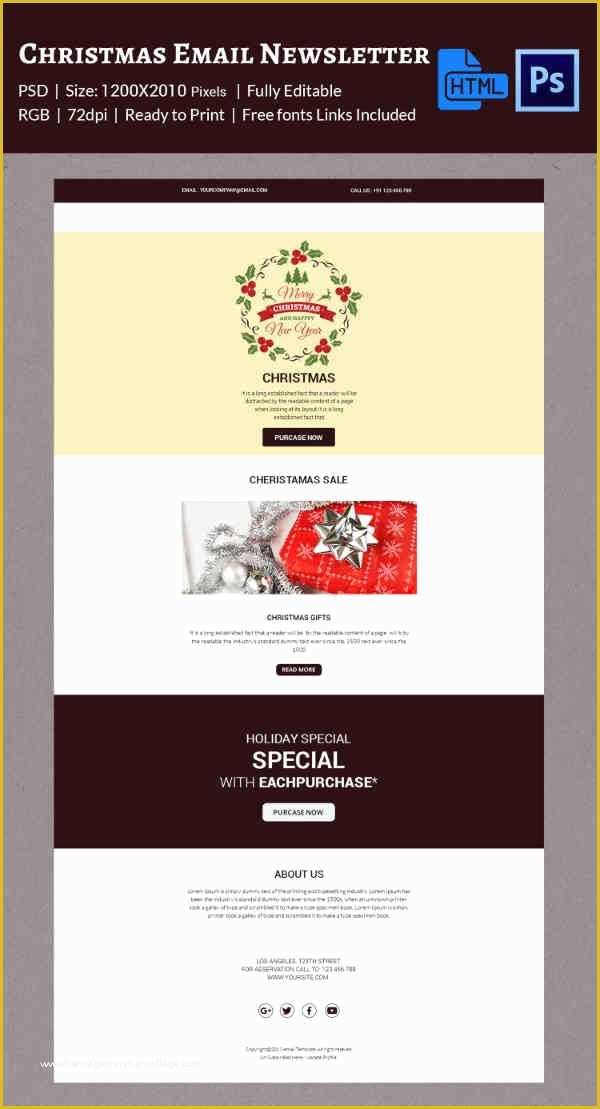 Free Holiday Email Templates for Business Of 38 Christmas Email Newsletter Templates Free Psd Eps