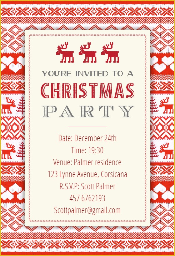 Free Holiday Invite Templates Of Sweaters Pattern Free Christmas Invitation Template