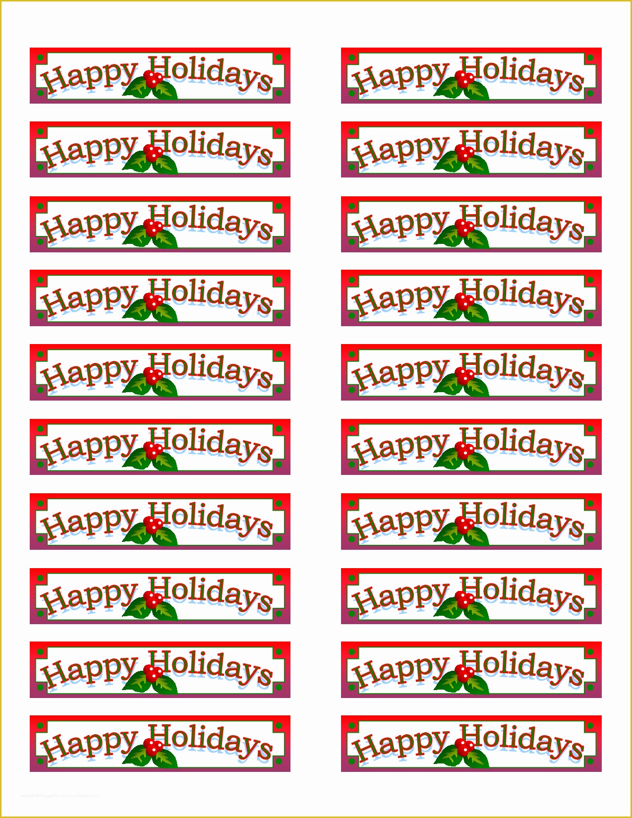 Free Holiday Return Address Label Template Of 7 Best Of Printable Christmas Labels Avery Free