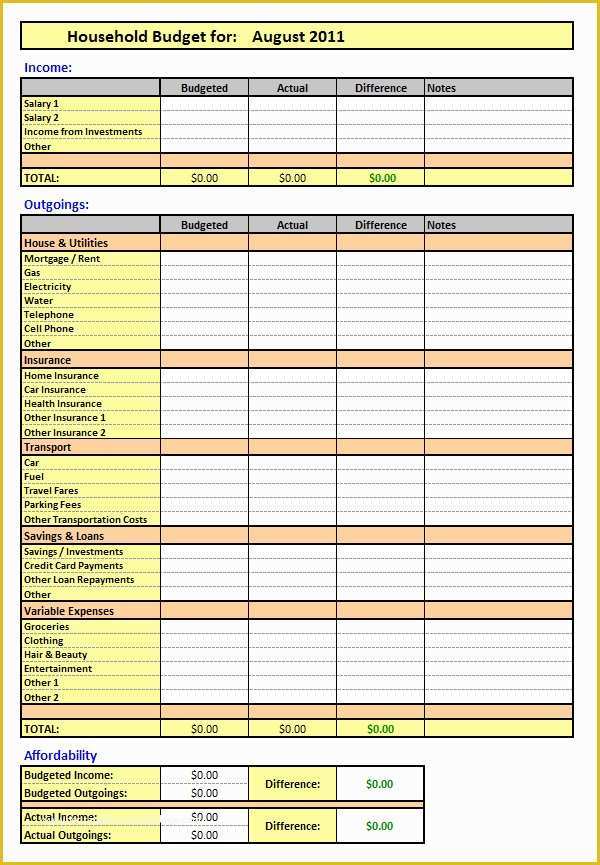 Free Home Budget Template Of 11 Home Bud Samples