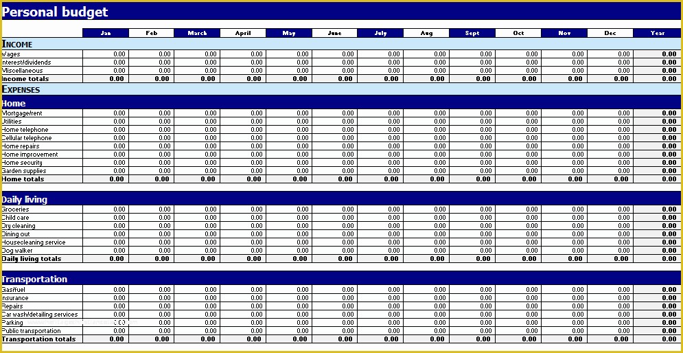 Free Home Budget Template Of Free Printable Monthly Bud Worksheets