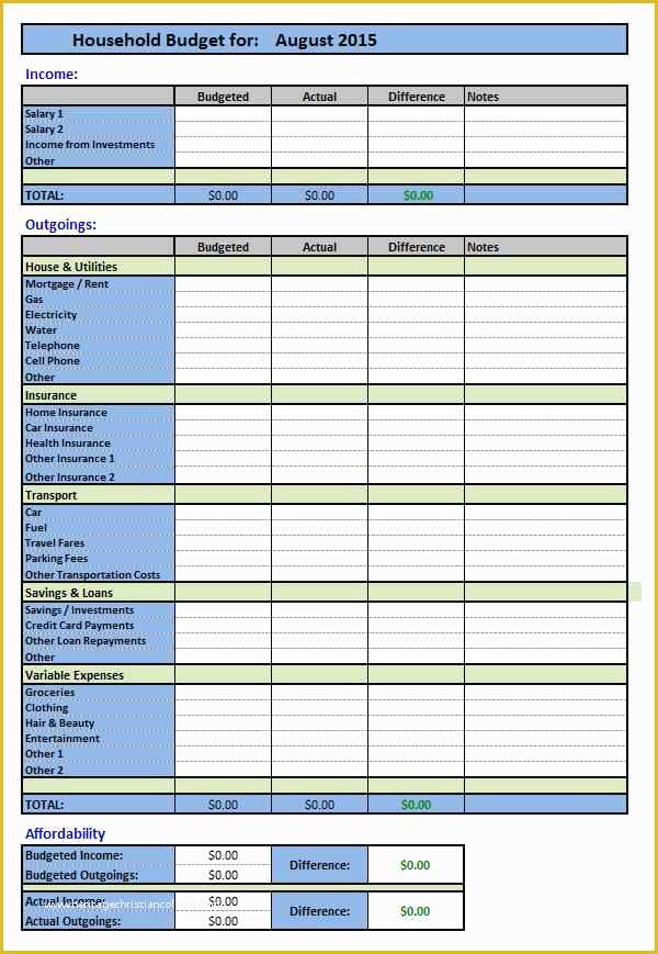 Free Home Budget Template Of Household Spreadsheet Templates Household Spreadsheet