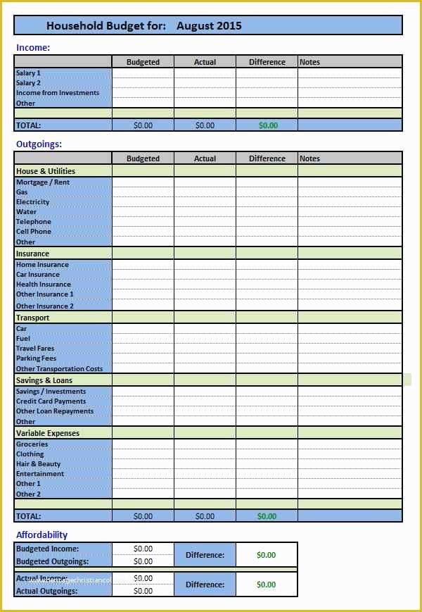 Free Home Budget Template Of Household Spreadsheet Templates Household Spreadsheet