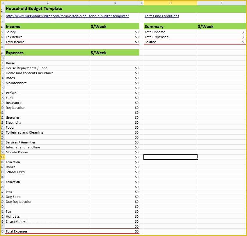 Free Home Budget Template Of Simple Household Bud Template