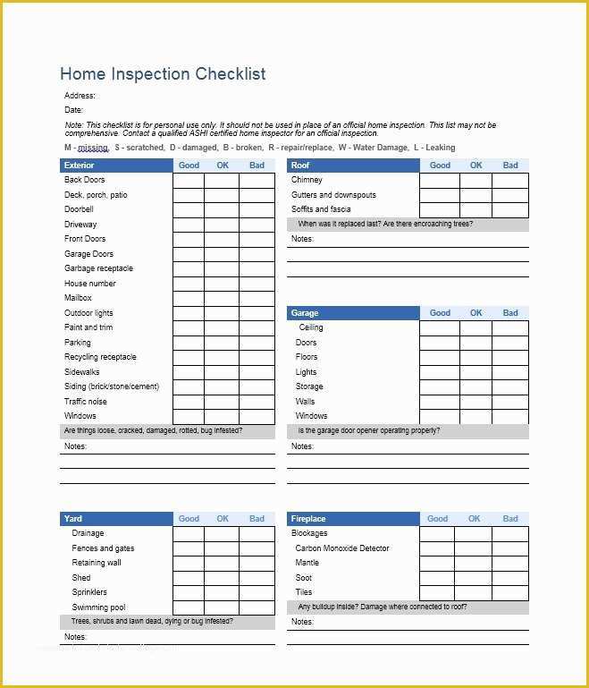 Free Home Inspection Report Template Word Of 20 Printable Home Inspection Checklists Word Pdf Template