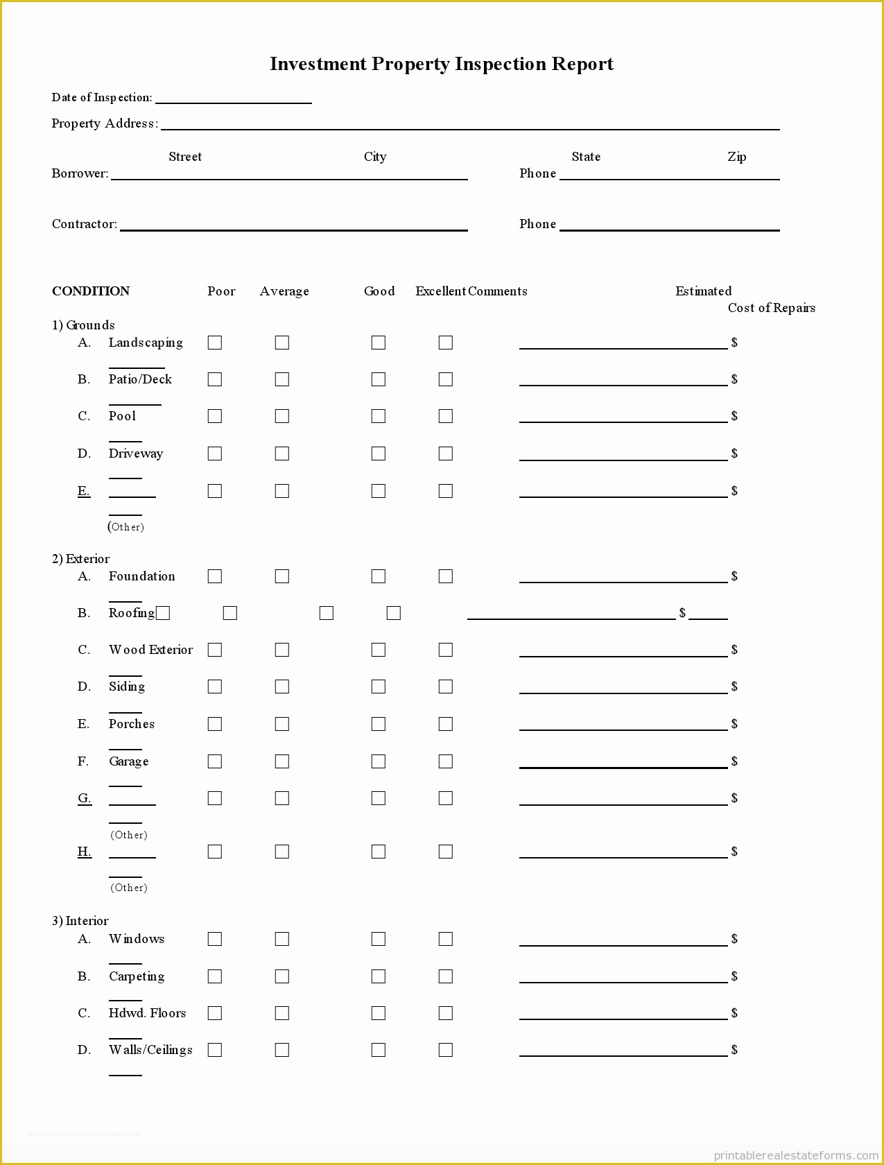 Free Home Inspection Report Template Word Of Sample Printable Investment Property Inspection Report