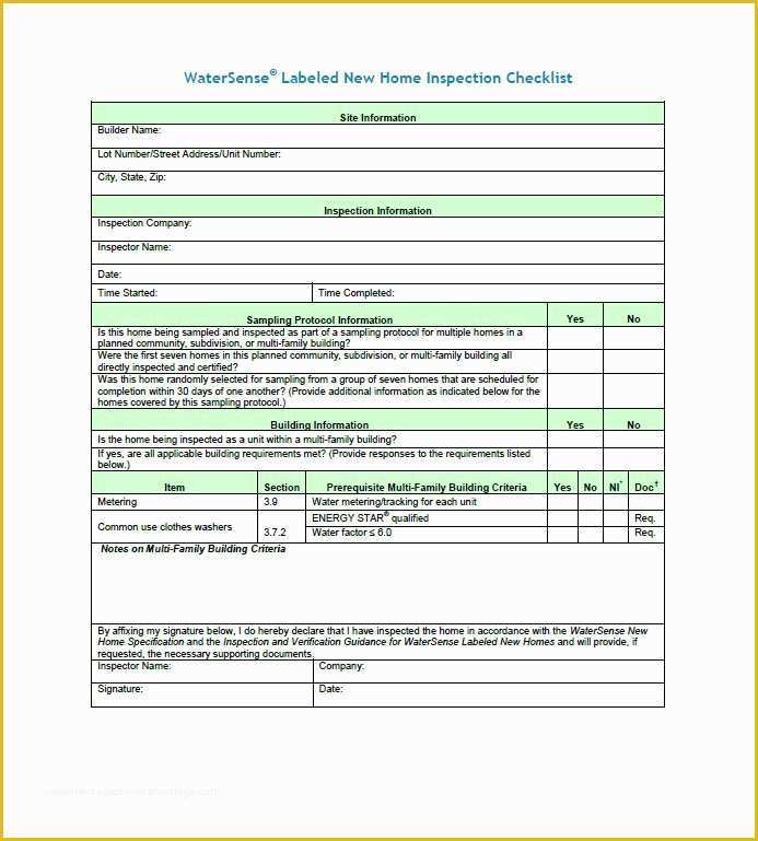 Free Home Inspection Template Of 20 Printable Home Inspection Checklists Word Pdf