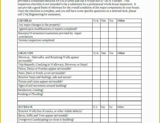 Free Home Inspection Template Of 20 Printable Home Inspection Checklists Word Pdf