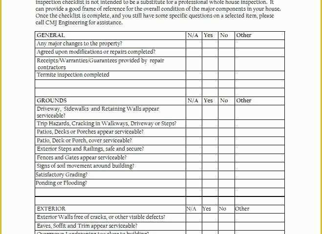 Free Home Inspection Template Of 20 Printable Home Inspection Checklists Word Pdf