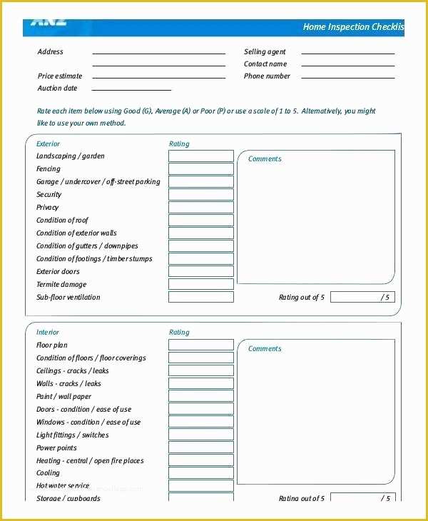 Free Home Inspection Template Of Home Inspection Checklist Template Printable Foster Home