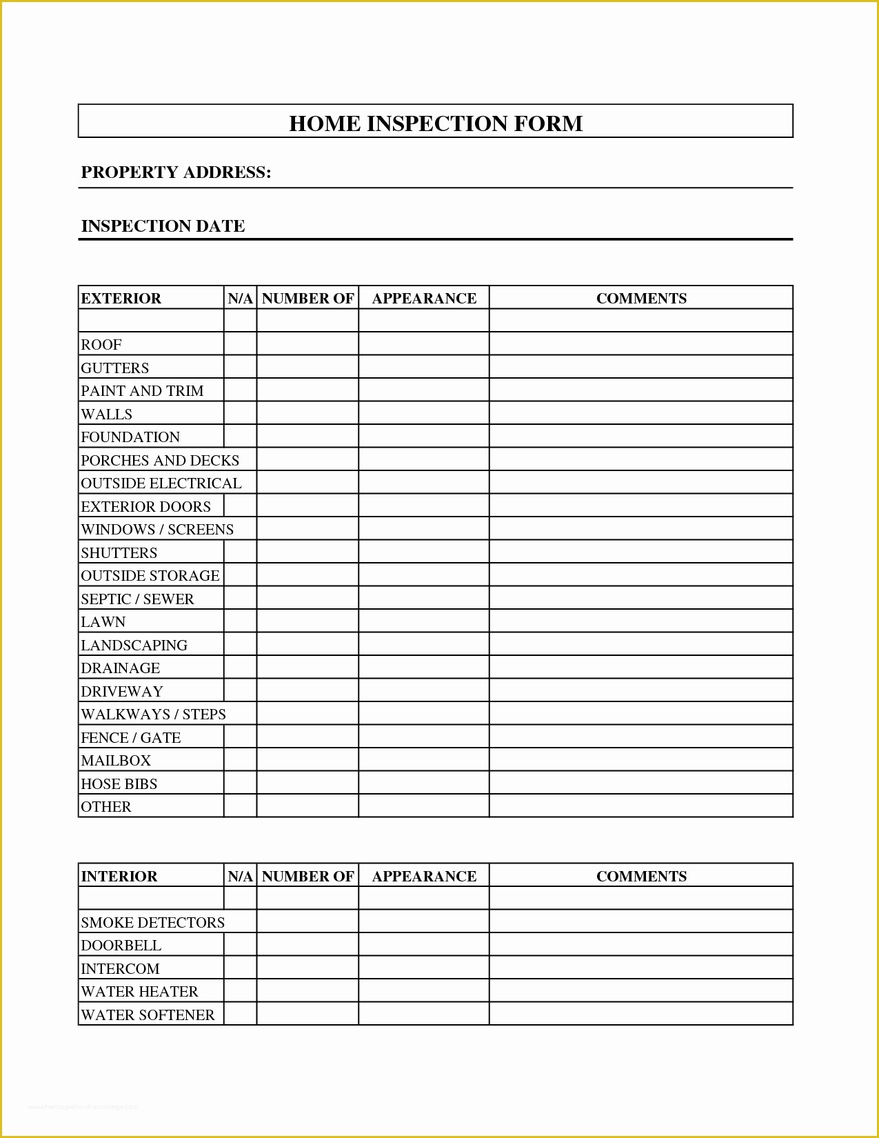 Free Home Inspection Template Of Property Inspection form Template