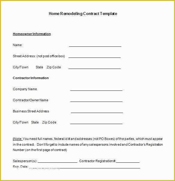 Free Home Remodeling Contract Template Of 10 Home Remodeling Contract Templates Word Docs Pages