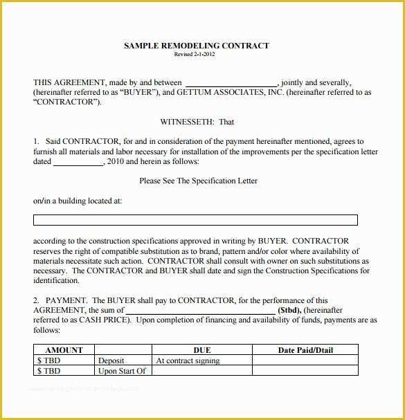 Free Home Remodeling Contract Template Of 12 Remodeling Contract Templates Pages Docs Word