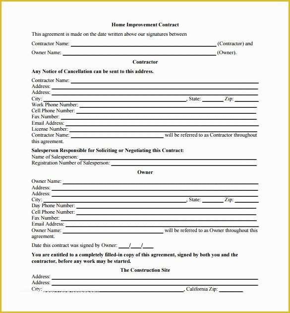 Free Home Remodeling Contract Template Of 7 Renovation Contract Templates Doc Pdf