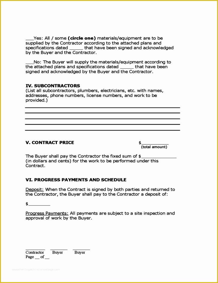 Free Home Remodeling Contract Template Of Home Improvement Contract Free Download
