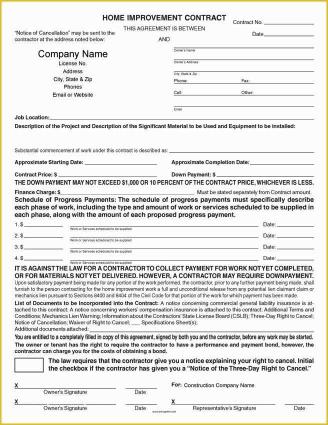 Free Home Remodeling Contract Template Of Home Improvement Contract Template 10 Home Remodeling