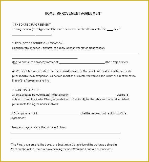 Free Home Remodeling Contract Template Of Home Remodeling Contract Template Home Improvement