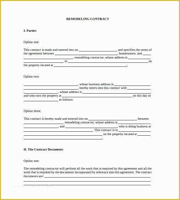 Free Home Remodeling Contract Template Of Remodeling Contracts Template Home Improvement Contract