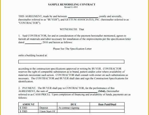 Free Home Remodeling Contract Template Of Remodeling Contracts Template Home Improvement Contract