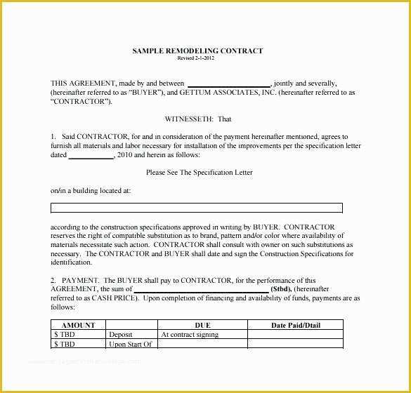 48 Free Home Remodeling Contract Template