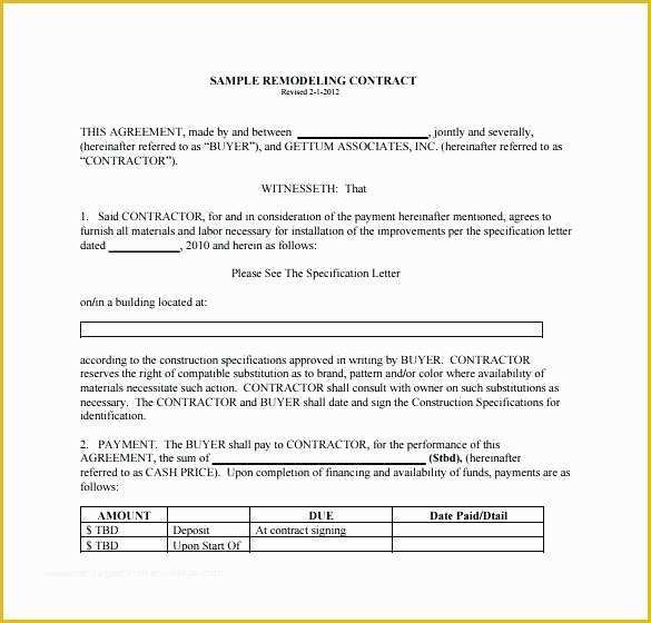 Free Home Remodeling Contract Template Of Remodeling Contracts Template Home Improvement Contract