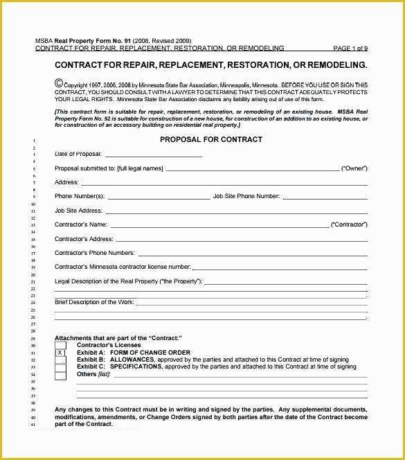 Free Home Remodeling Contract Template Of Renovation Contract Template