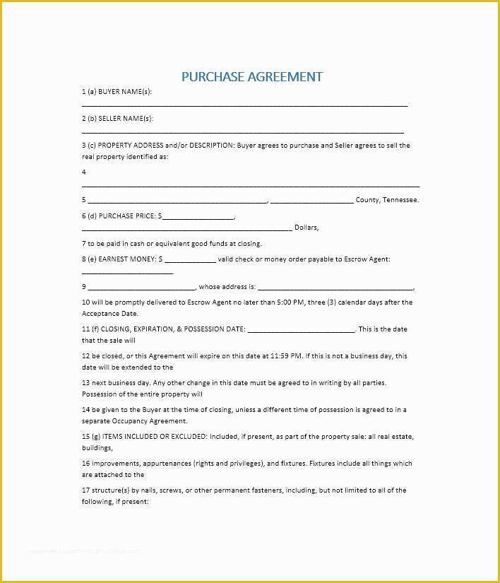 Free Home Sale Contract Template Of 37 Simple Purchase Agreement Templates [real Estate Business]