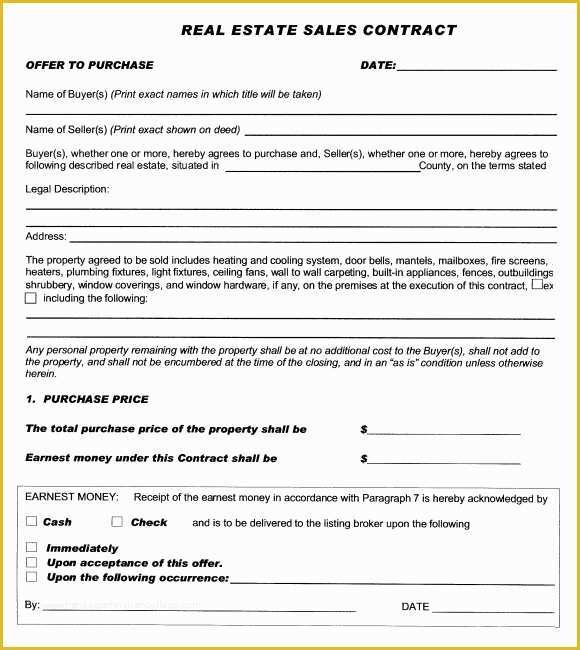 Free Home Sale Contract Template Of Real Estate Purchase Agreement 9 Free Samples