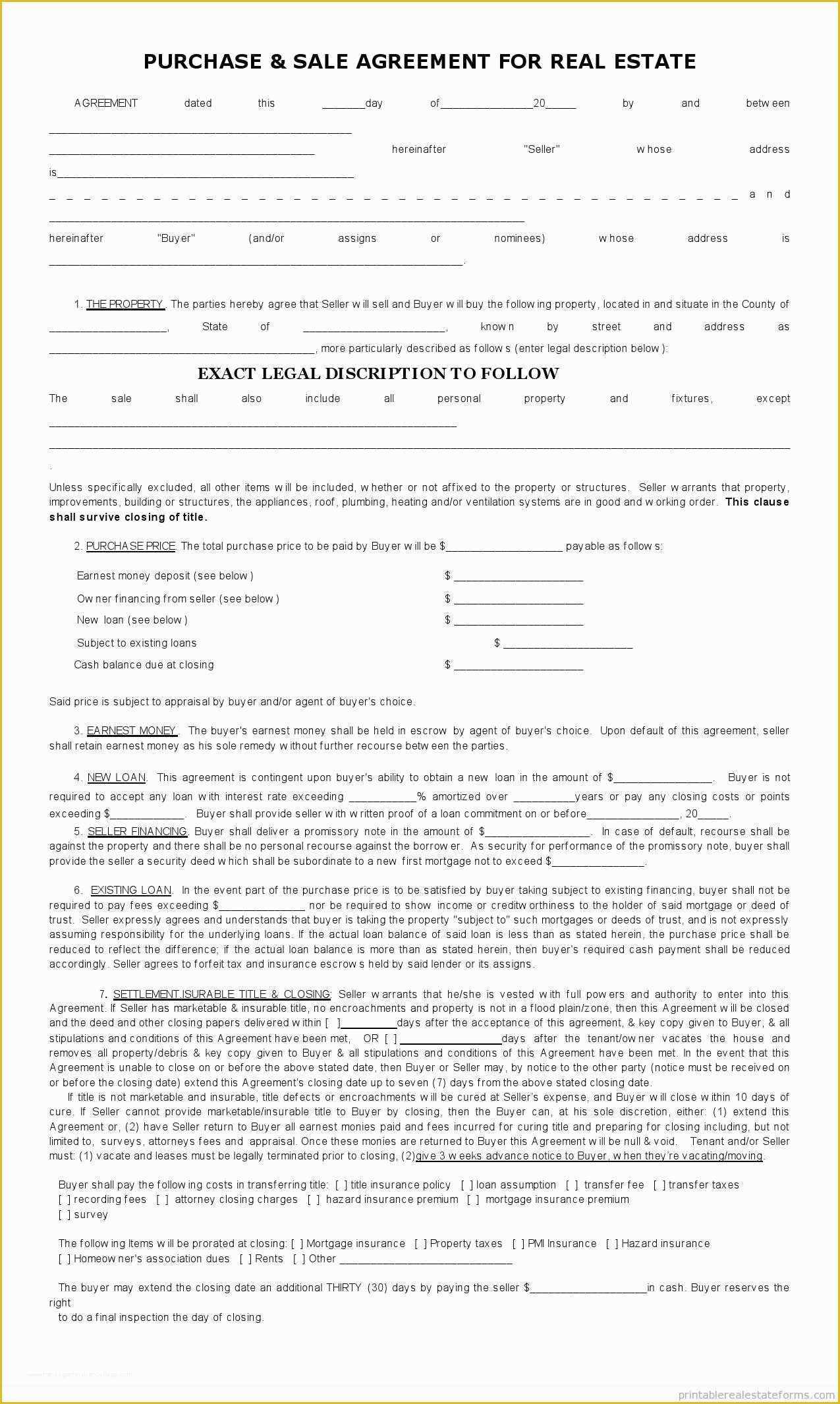 Free Home Sale Contract Template Of Sample Printable Sales Contract for Ing Subject 2 form