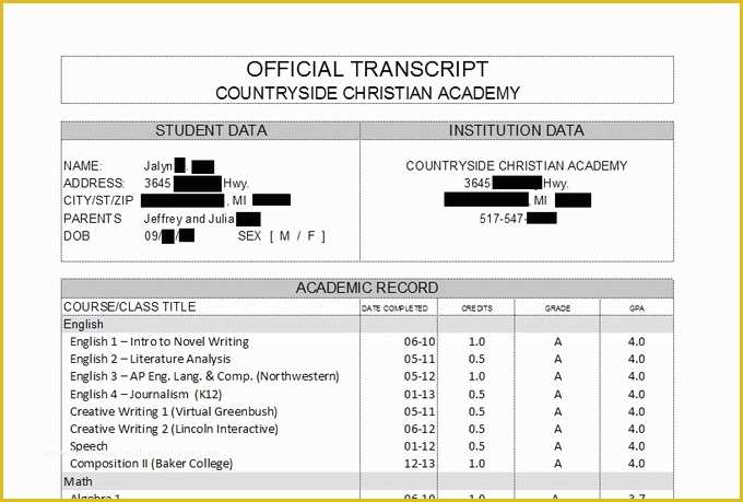 Free Homeschool Transcript Template Of Create A Homeschool Transcript or Report Card Fiverr