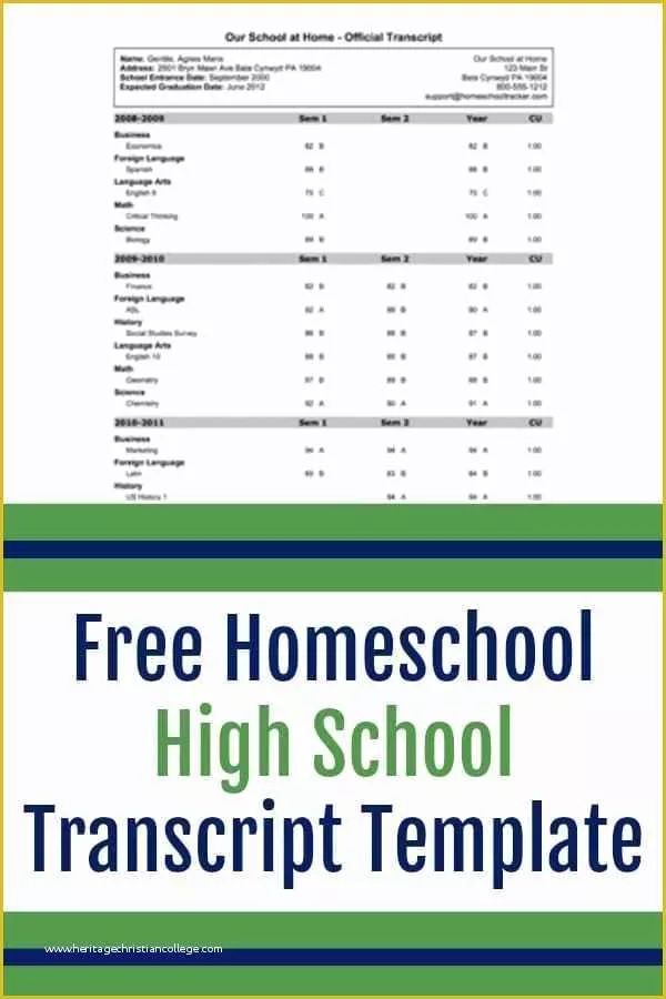 Free Homeschool Transcript Template Of Free Homeschool High School Transcript Template