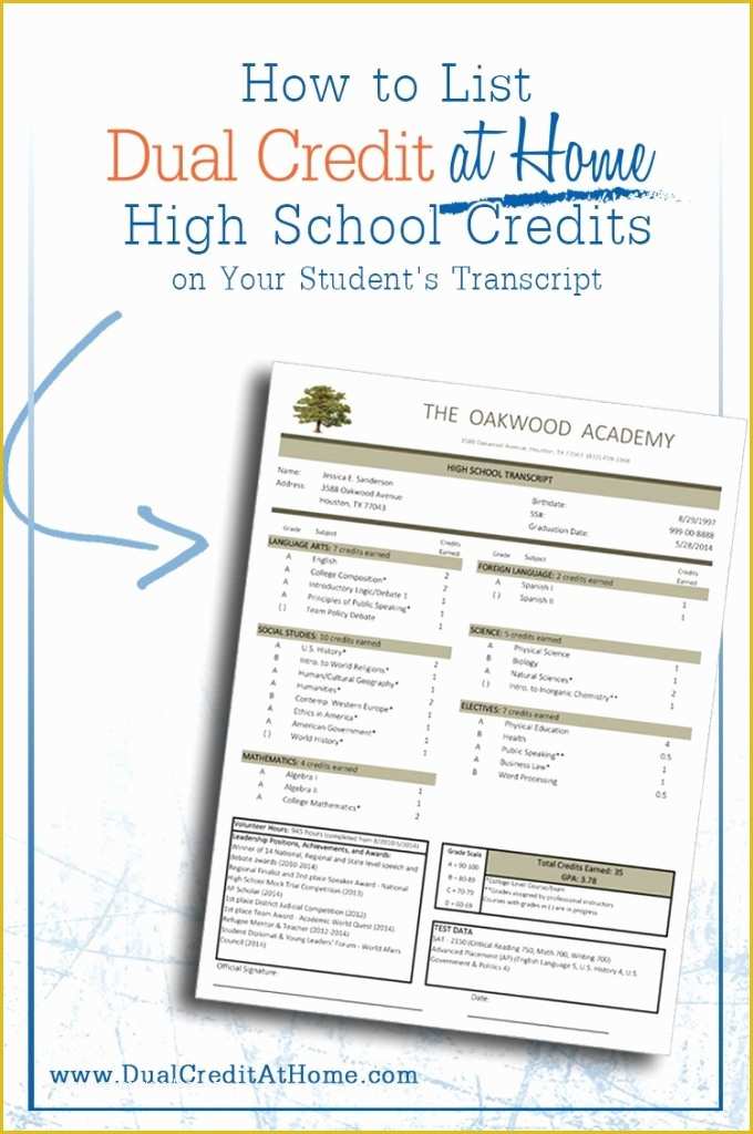 Free Homeschool Transcript Template Of How to List Dual Enrollment Credits On Your Child’s Transcript