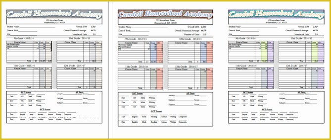 Free Homeschool Transcript Template Of Transcript Template for A Homeschool Transcript School